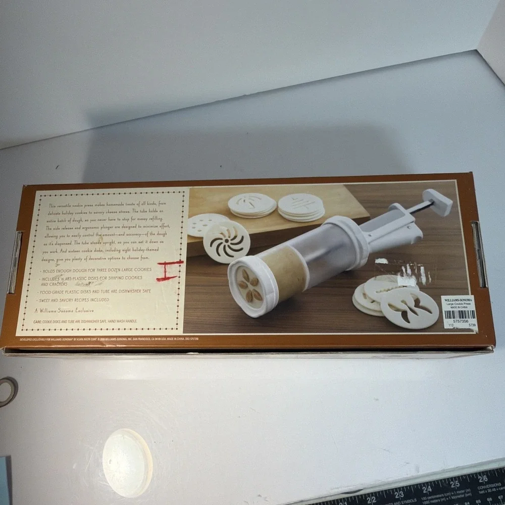 New Williams Sonoma Extra Large Ergonomic Cookie Press 16 Shape Disks Holiday Se